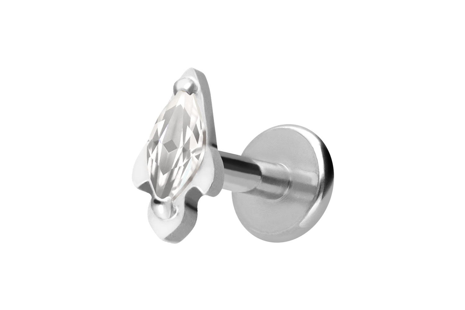 Titan Labret Piercing mit Innengewinde KRISTALLRAKETE